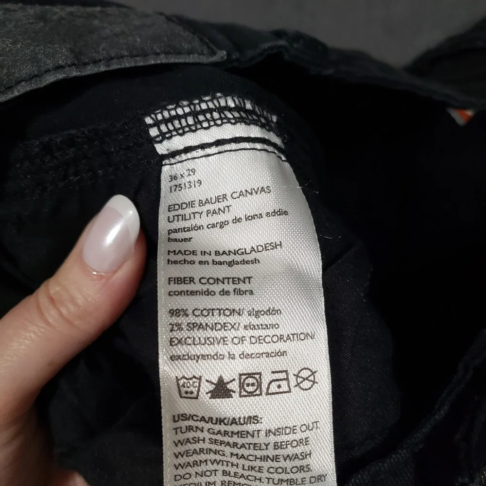 Eddie Bauer Canvas‎ Utility Pant Mens 36x29 Black Workwear Stretch Cotton